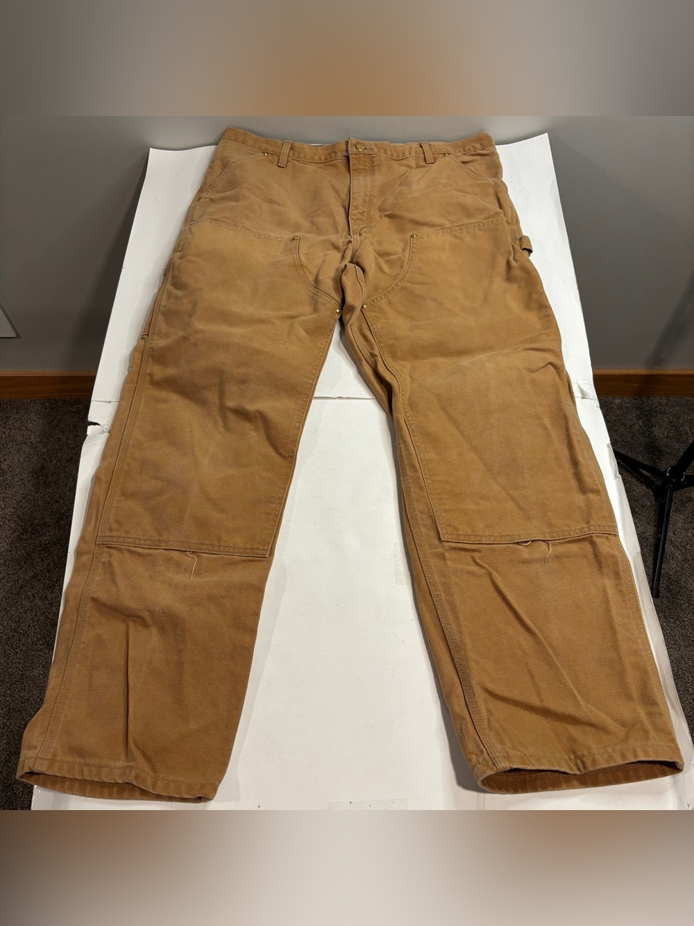 Vintage Carhartt B01 BRN Double Knee Carpenter Duck Canvas Work Pants 40x32 USA